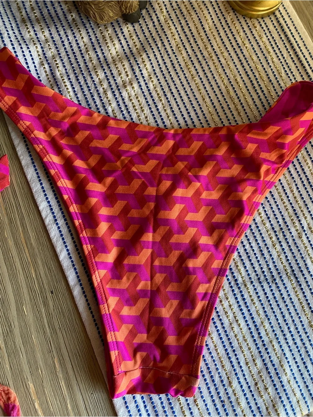 Monday Swimwear Clovelly V-Wire Balconette Bikini and Sarong 3 Pieces Pink Geo M